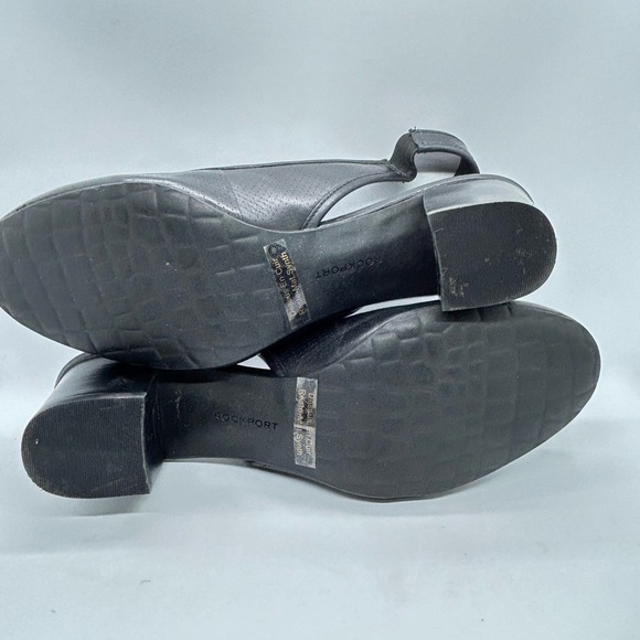 Rockport adiPRENE by Adidas Black Leather Slingback Heels with Chunky Heel SZ 9 - Picture 10 of 14